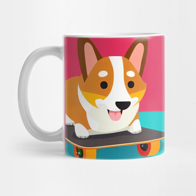 Skateboarding Corgi Dog by nicecorgi